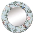 thumbnail image 2 of Designart "Bird in Minimalist Floral Setting VII" Floral Round Mirror Wall Décor Cottage - Large Blue Round Mirror - Round Mirror 29" x 29" Inch, 2 of 5