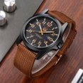 thumbnail image 2 of SOKI 1pc Brown Men Nylon Strap Quartz Watch Fashion Simple Round Glass Dial Date Watch For Daily Work Sports Coffee_0, 2 of 7