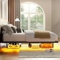 thumbnail image 4 of KOUSEI King Size Floating Bed Frame Metal Platform Bed with LED Lights & Charging Station Modern Bed No Box Spring Required，Black, 4 of 9