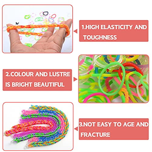 2 Backpack Hooks,Crochet Hooks-Loom Bands Add On Accessories-Bracelet Making Kit for Kids Rubber Bands Refill Kit-Assorted Colors Loom Bands 2000+ 2 Y Looms 10 Charms 60 Beads -24 S-Clips 