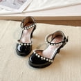 thumbnail image 4 of Ymyiu Dress Shoes for Girls Girls Dress Shoes Girls High Heel Sparkly Flower Girl Shoes Closed Toe Ankle Strap Princess Girl Pump for Little and Big Kids Size 12.5 (Black,Little Kids 12.5), 4 of 6