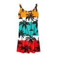 thumbnail image 5 of Womens Summer Casual Dresses Coconut Tree Print Crew Neck Strappy Sleeveless Fashion Beach Mini Dress Daily-Wear, 5 of 5
