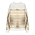 thumbnail image 4 of Women's Sweaters Dropped Shoulders Jumper 2025 New Knit Shirts Stripe Pullover Oversized Clothing Ribbed Cable Knit Tops Casual Relaxed Sweater, 4 of 9