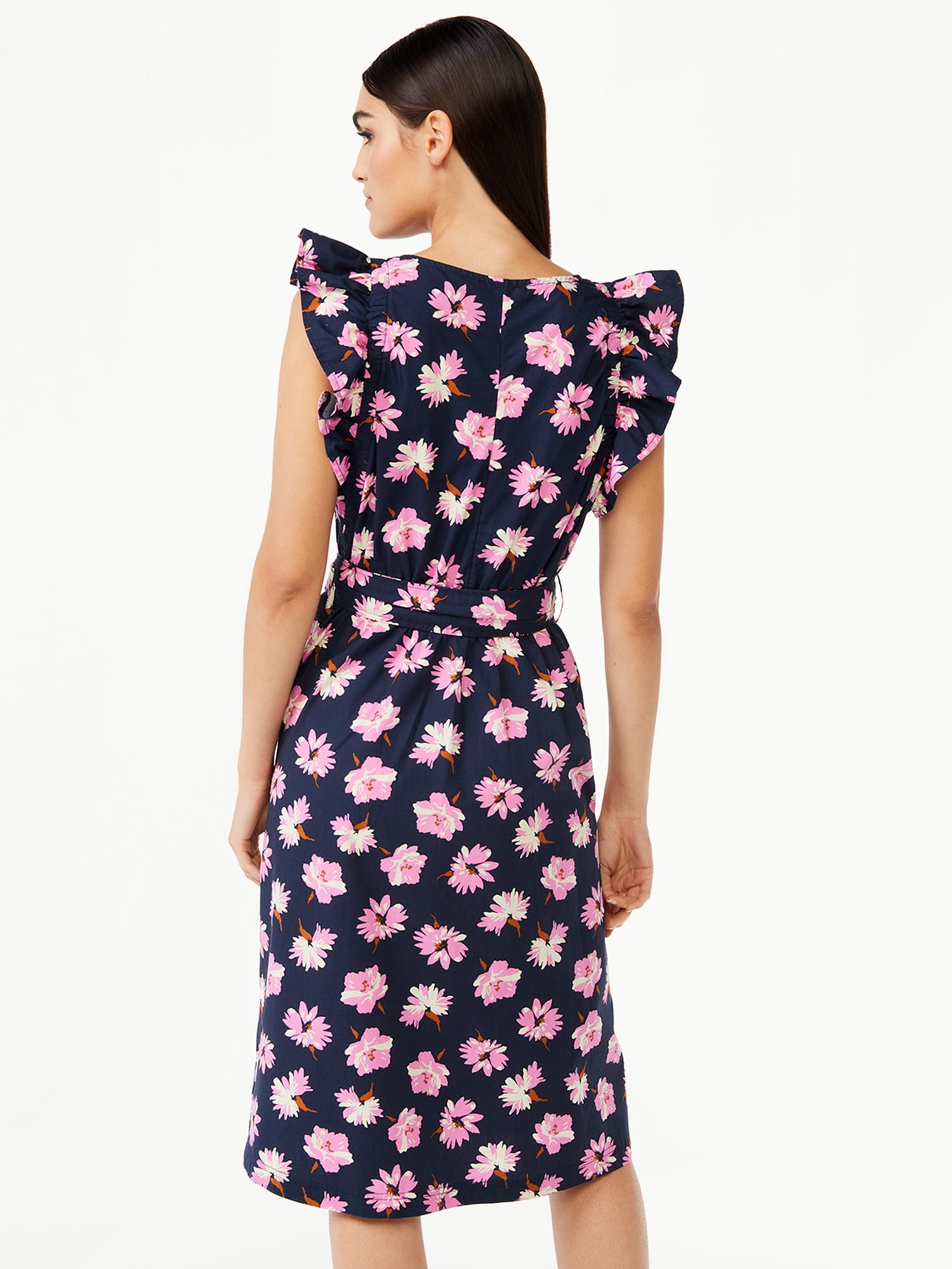 Free Assembly Women's Ruffle Sleeve Midi Dress
