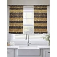 thumbnail image 4 of Black Golden Striped Sheer Curtains 54 Inch Length 2 Panels Set, Luxury Farmhouse Stripes Voile Window Treatment Rod Pocket Short Kitchen Curtains Drapes for Bedroom 52"x54"x2, 4 of 7