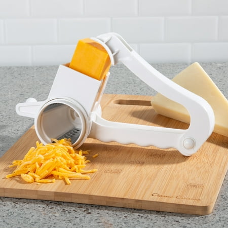 Rotary Grater – Handheld Manual Crank Shredder Kitchen Cooking Accessory with 3 Drums for Cheese, Chocolate, Nuts and Vegetables by Classic
