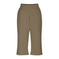 thumbnail image 6 of Htigea Clearance Capri Pants for Women Wide Leg Yoga Pants for Summer Flowy Capris Loose Casual Cropped Pants with Pockets Coffee,L, 6 of 8