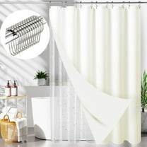 Zrodlmo Waffle Fabric Shower Curtain and Liners Sets with Hooks, Mildew-Resistant Thick Bathroom Curtain Set, 72" x 72", Beige