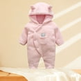 thumbnail image 2 of Odeerbi Infant Boys Girls Cotton Outfits Children Plus Velvet Romper Suit Fall Winter Cotton Clothes Thickened Three-piece Suit Pink 10-12 Months, 2 of 6
