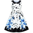 thumbnail image 1 of Robe Fille Bleue Lys Col Fleur Vintage Fête Danse 8 Ans, 1 of 6