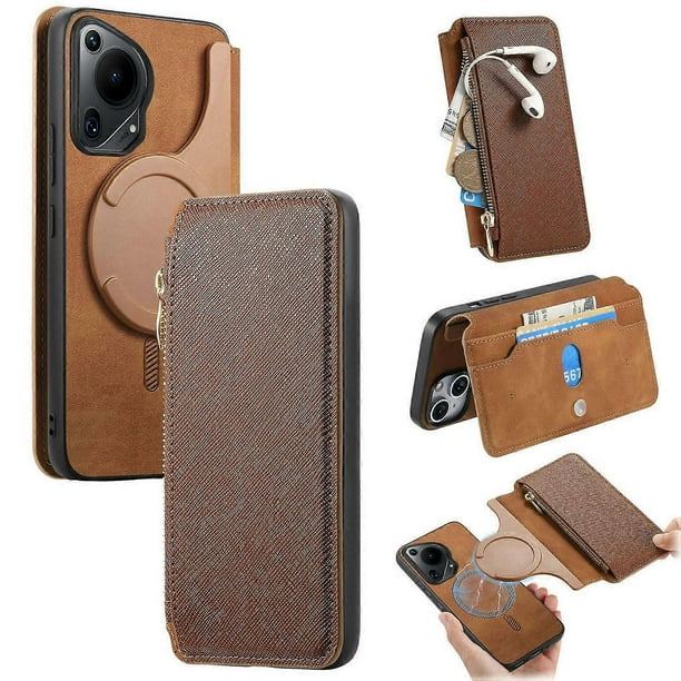 For Huawei Pura 70 Ultra Case Cross Texture Leather Detachable Magnetic Phone Cover - Green
