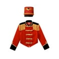 thumbnail image 3 of YiZYiF Girls Boys Drum Major Team Uniform Marching Band Tassel Jacket Coat with Hat Drummer Performance Costume C Red 14, 3 of 7