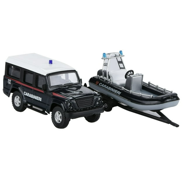 SUTENGDA High Simulation 1 43 Coast Guard Police Fire Truck + Speedboat Model for Collectors and Enthusiasts Gifts
