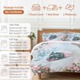thumbnail image 6 of Merry Christmas Bedding Duvet Cover Set Twin Size 4 Pieces Train Snow Flowers Lights Berries Pink Bedding Set with Zipper Closure, 1 Comforter Cover 68x86 Inches 1 Flat Sheet & 2 Pillow Cases, 6 of 7