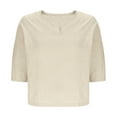 thumbnail image 6 of Viluyesy Women's 3/4 Sleeves T-Shirt V-Neck Shirt Tops Fashionable Cotton Loose Blouse Beige Size L, 6 of 6