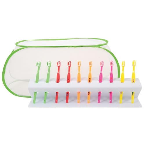 Soporte para cepillos de dientes con 12 cepillos de personajes para niños de más de 2 años