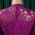 thumbnail image 6 of AURA Womens Elegant Lace Hollow Out Pleated Midi Dress High Waist Belted 3 4 Lantern Sleeve, 6 of 10