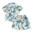 thumbnail image 2 of Pitauce Little Boys Summer Hawaiian Beach Outfits Short Sleeve Button Down Shirts with Shorts 2 Piece Casual Clothes Set for Kids 1-8 Years, 2 of 3