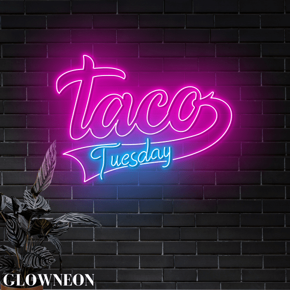 Glowneon Taco Tuesday Arrow Neon Sign, Mexican Tacos Shop Wall Decor