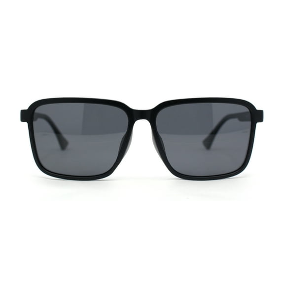 Polarized Rectangular Mens Gentlemanly Simple Frost Plastic Sunglasses Matte Black - Black