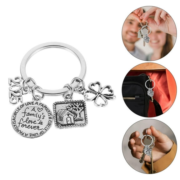 HONITANO 1Set House Bag Charm Simple Design Keychain In Silver Metal For Housewarming Occasions And Travel