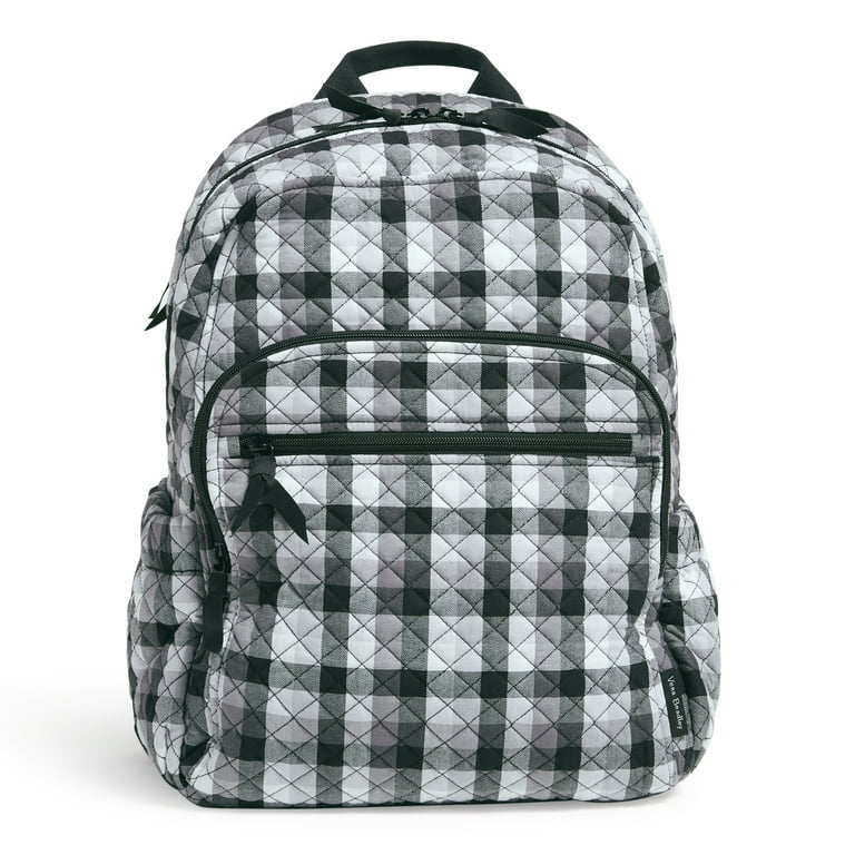 Black and hotsell white plaid backpack
