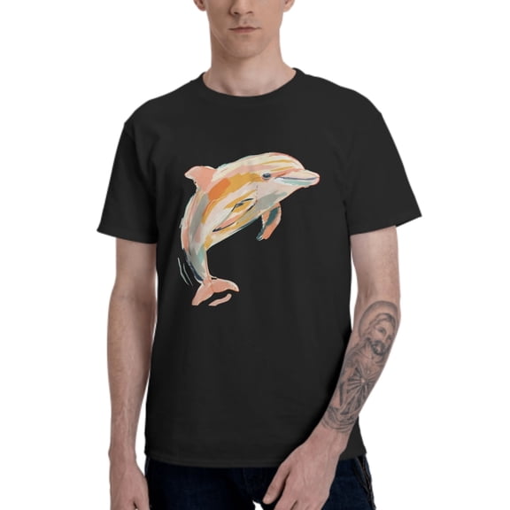 Colorful Dolphin T-Shirt for Men Cotton 100% Summer Tops Women Fashion Casual Short Sleeves Round Collar Short-Sleeve Couple Top Tees