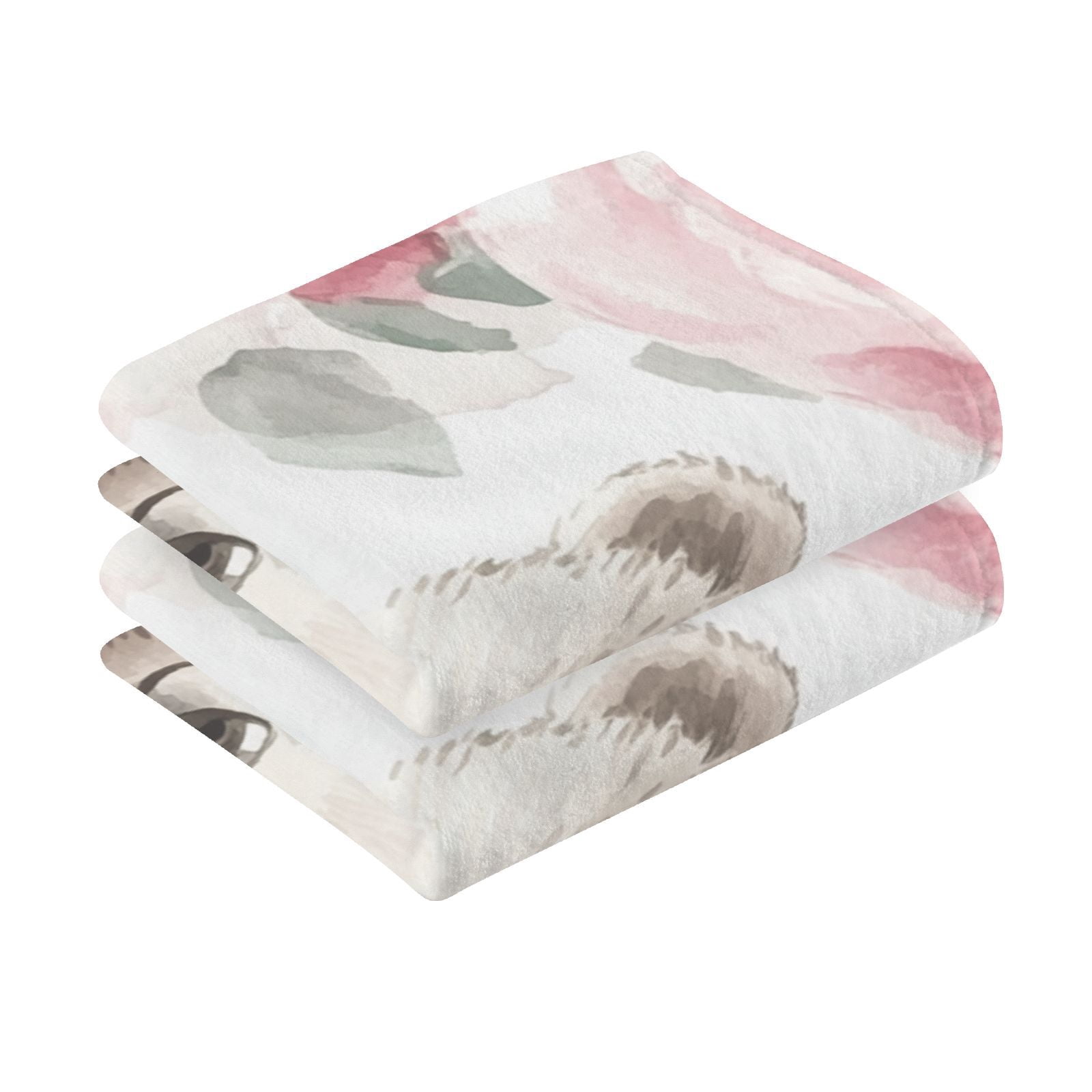 White Bear Floral Hand Towels Cotton Bath Towels Large Face Towels Absorbent for Bathroom 2 Packs