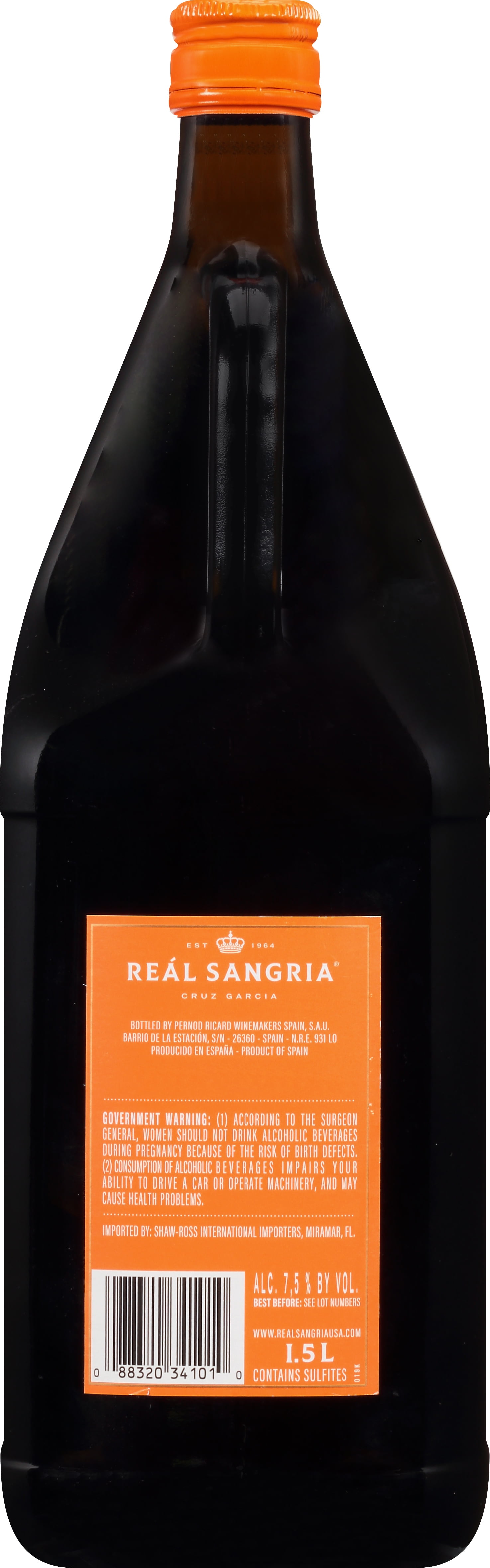 Real Sangria Red Wine Spain, 1.5 L Bottle, 7.5% ABV