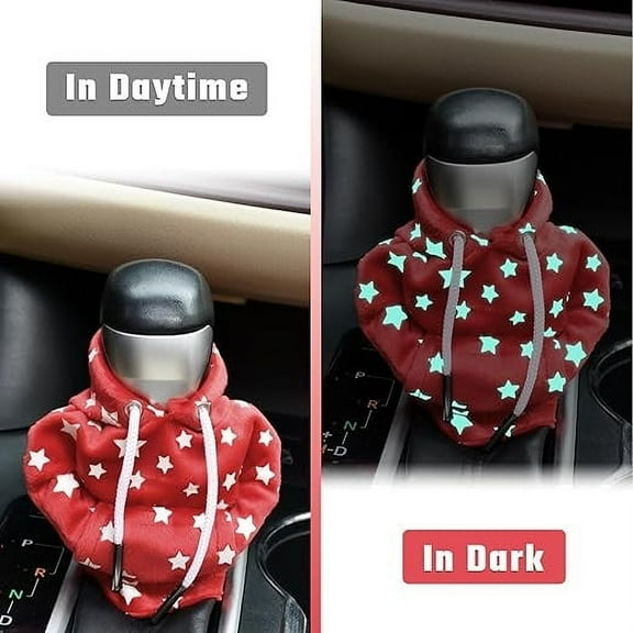 Msgweeeg Car Accessories Gear Shift Knob Cover Plush Winter Warm Knit Sweater Soft Stretch Fit Washable Universal Fit Decorative Hoodie Style Knob Protector Removable for Cars Trucks Suvs