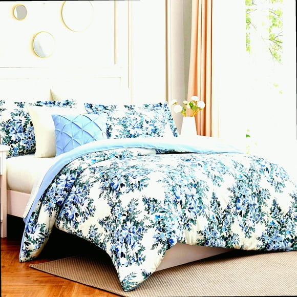LilyBloom 8-Piece Full Size Bedding Set - Seasonal Design with Matching Shams, Decorative Pillows, Sheets - Down Alternative - Printed Floral