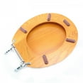thumbnail image 5 of Renovator's Supply Golden Oak Finish Wooden Round Bathroom Toilet Seat Chrome Hinges, 5 of 7