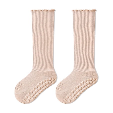 ZACPNCV Baby Toddler Knee High Socks Girl Boy Tube Socks Born Infant Floor Crawling Long Socks Khaki 0-6 Months