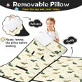 thumbnail image 3 of LightYellow Cartoon Dinosaurs Leaves Pattern Teens Toddler Nap Mat with Pillow, Sleeping Mat Bag for Preschool Daycare 59"x22", 3 of 6