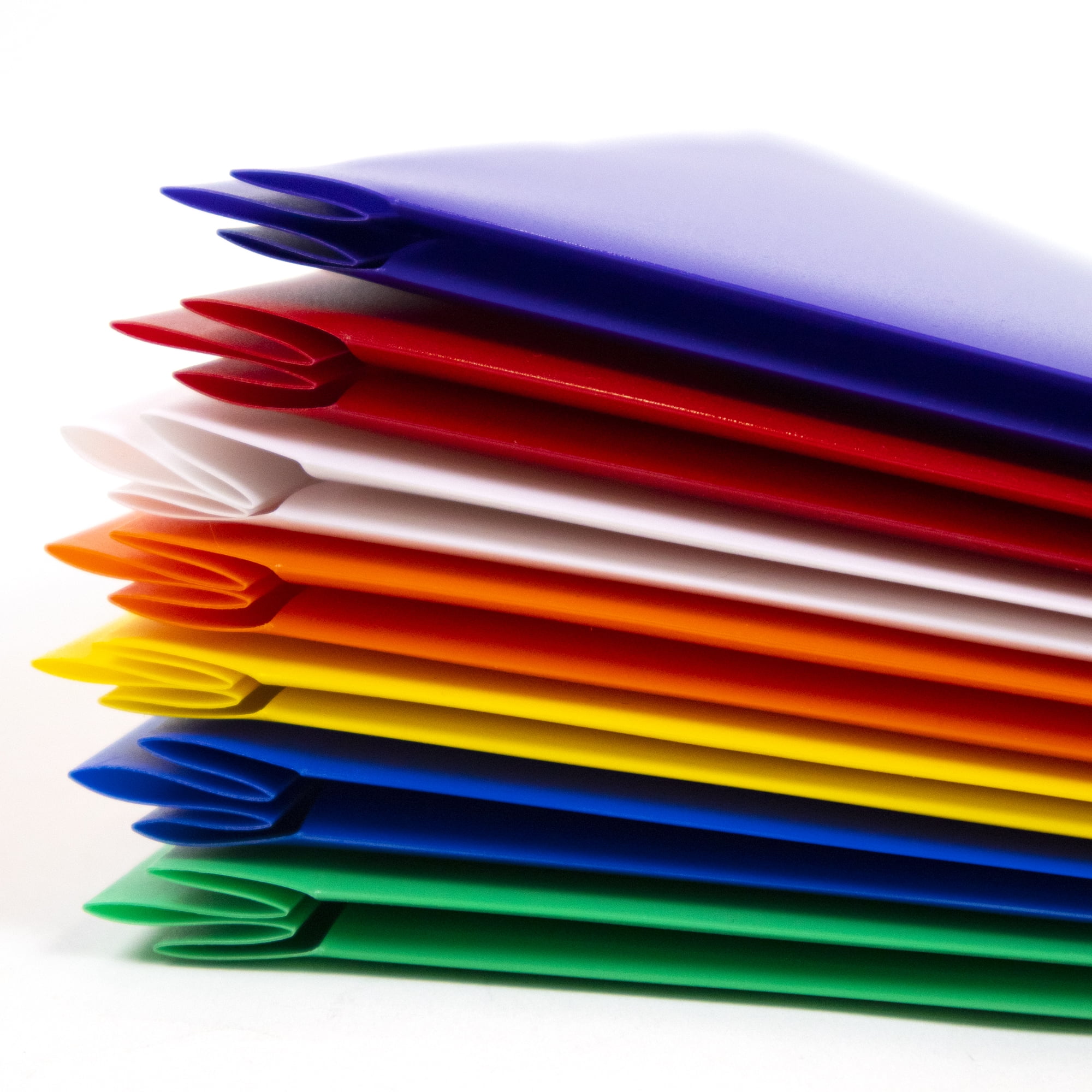 BAZIC Solid Color 2 Pocket Paper Portfolios, 3 Prong Fastener Clip Poly Folders, 48-Pack