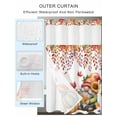 thumbnail image 2 of No Hook Cloth Fabric Shower Curtain with Snap in Liner, Red Orange Gnomes Fall Waterproof Shower Curtains Set with See Through Top Window, Pumpkins Thanksgiving Eucalyptus Leaves 48"x72", 2 of 6