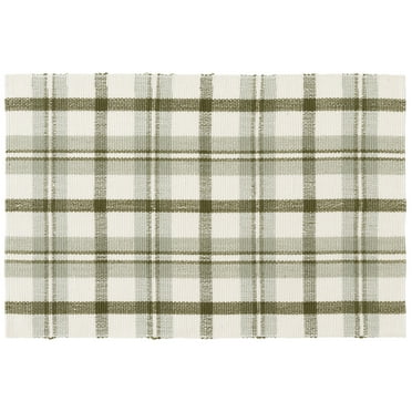 Mainstays Green Plaid Outdoor Layering Rug, 24"x36"