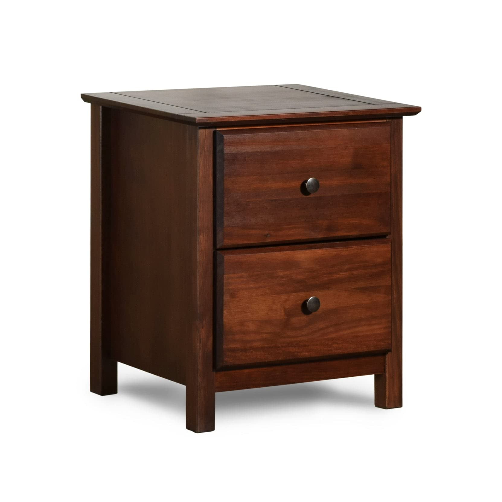 Grain Wood Furniture Shaker 2-Drawer Bedside Nightstand, Solid Wood with Cherry Finish