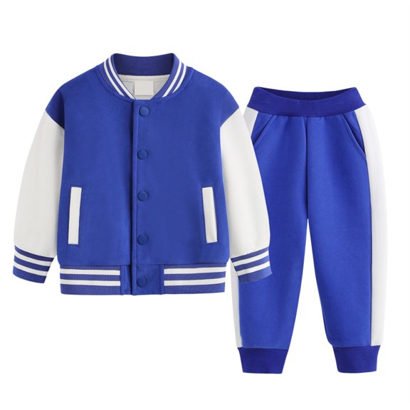 Coerni Boys Girls 2 Pcs Outfit Baseball Bomber Varsity Jacket and Track Sweatpants Jogger Pants Set Classic Sweatsuit Fall Tracksuit