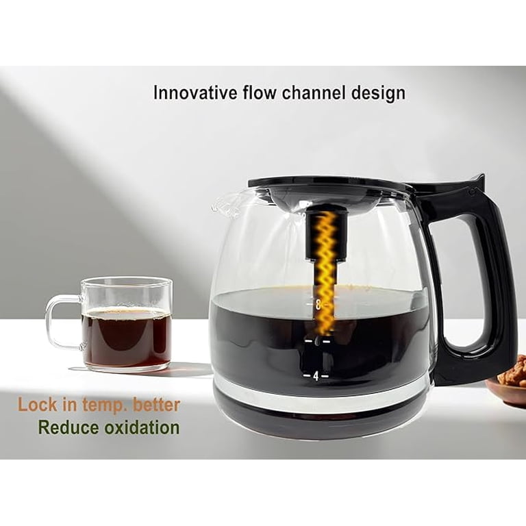 cupall 12-Cup Borosilicate Glass Coffee Decanter Compatible with Black Decker Coffee Maker, Dishwasher Safe
