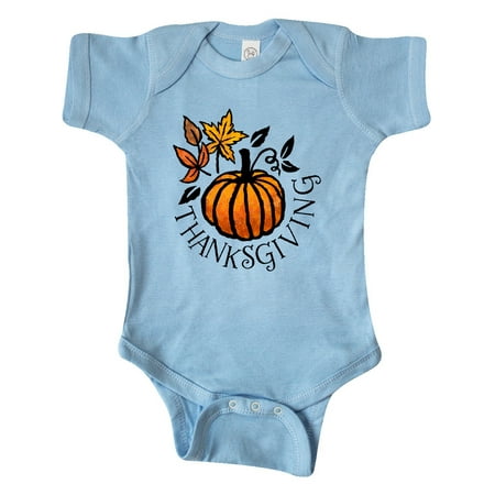 

Inktastic Thanksgiving fall pumpkin and leaves Gift Baby Boy or Baby Girl Bodysuit