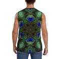 thumbnail image 4 of Lsque Peacock Feathers Print Men's Cotton Blend Sleeveless Muscle Shirts (S-3XL)- Moisture Wicking, Odor Protection, UPF 30+,Medium, 4 of 8