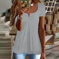 thumbnail image 2 of Alllist Women Tops Gray Solid V-Neck Short Sleeve T-Shirts Womens Shirts Under $5, 2 of 7