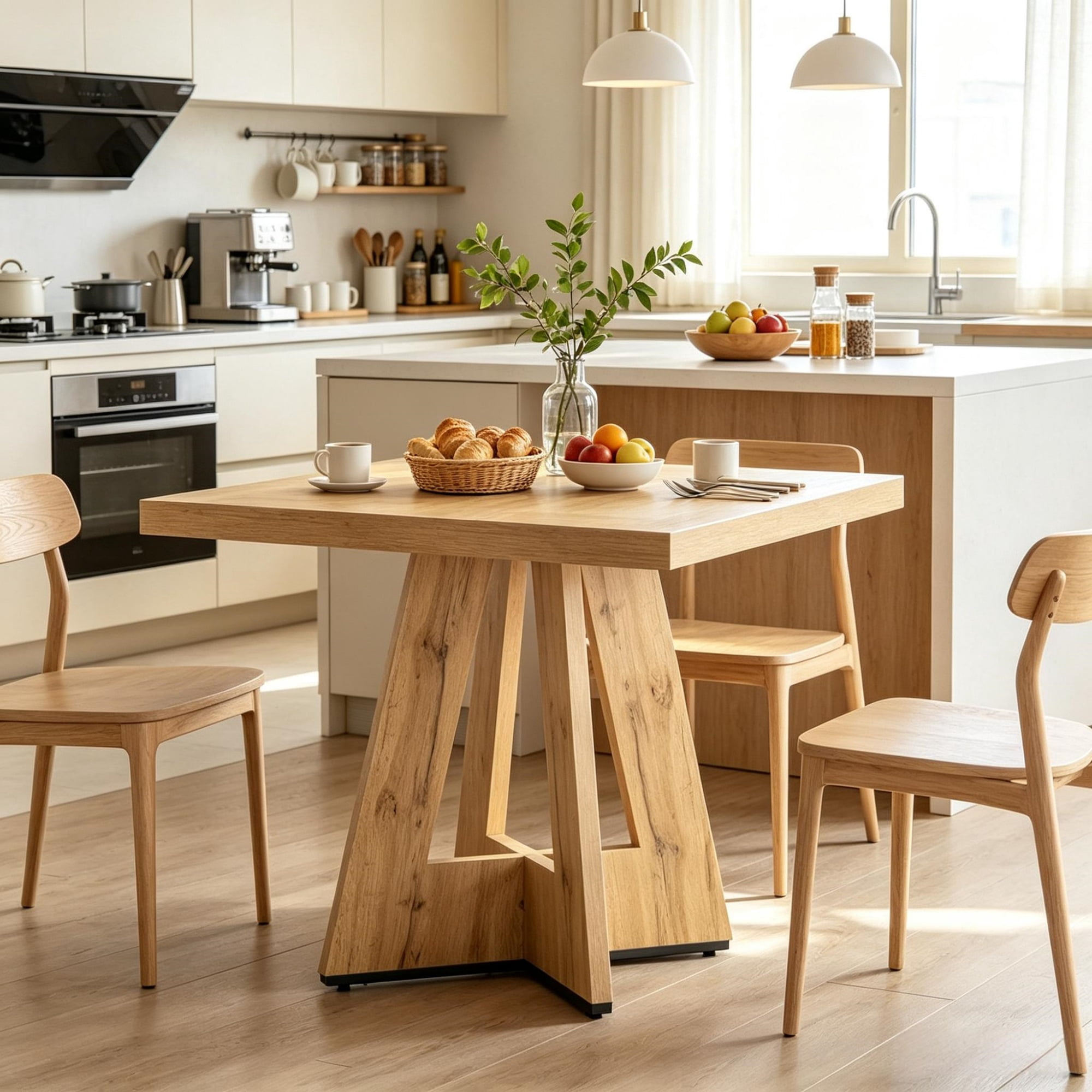 31.5 Inch Square Dining Table for 2 to 4 People, Compact Kitchen Dinner Table