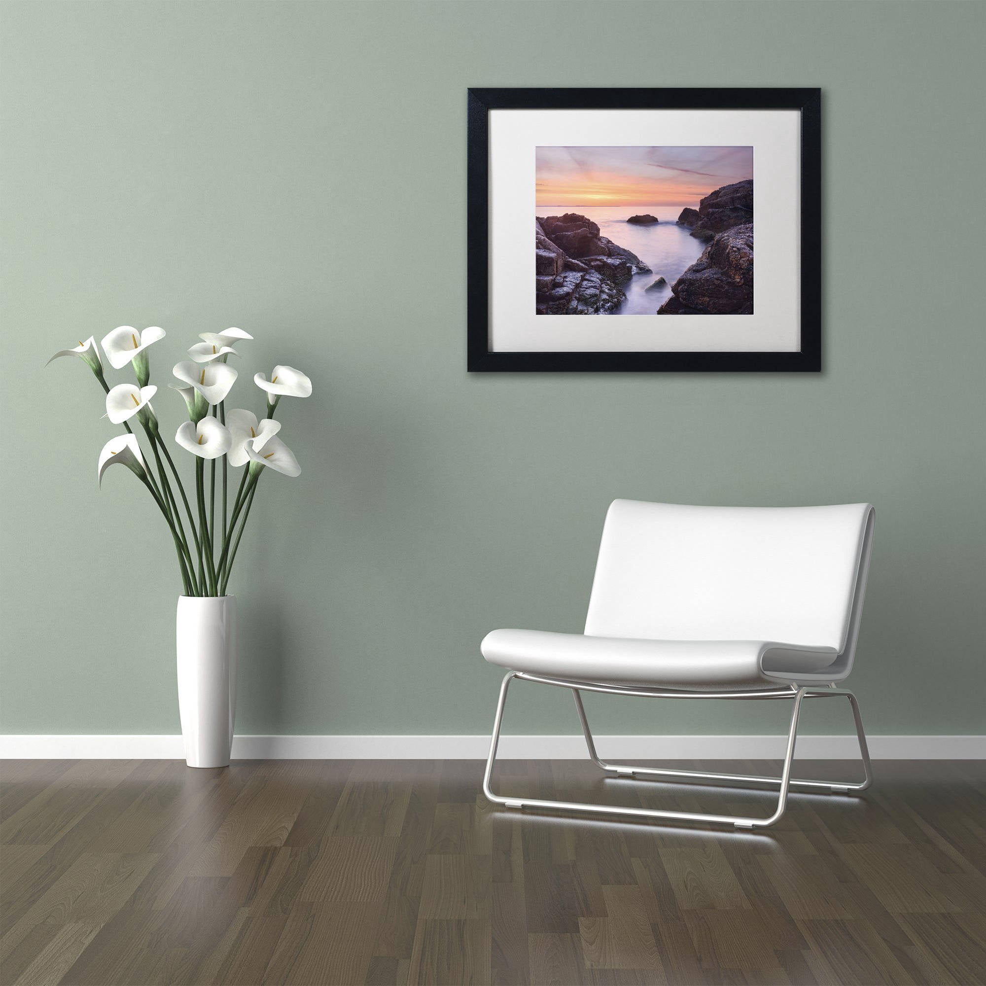Trademark Fine Art "Between Rocks" Canvas Art by Michael Blanchette Photography White Matte, Black Frame