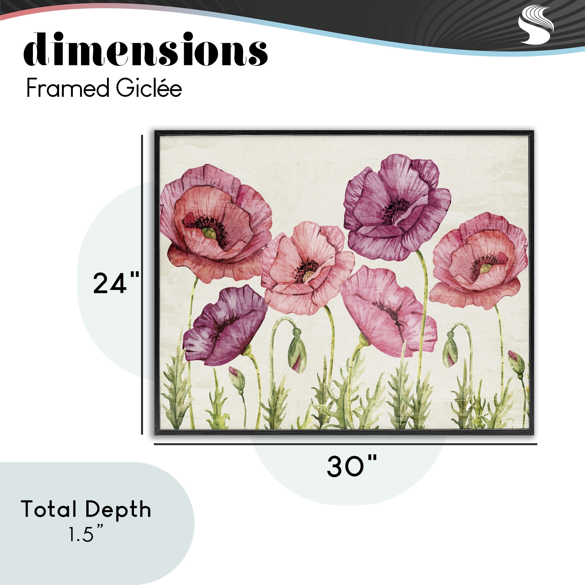 Stupell Industries Poppy Days Vintage Blooms Black Framed Giclee Art, design by Kim Allen