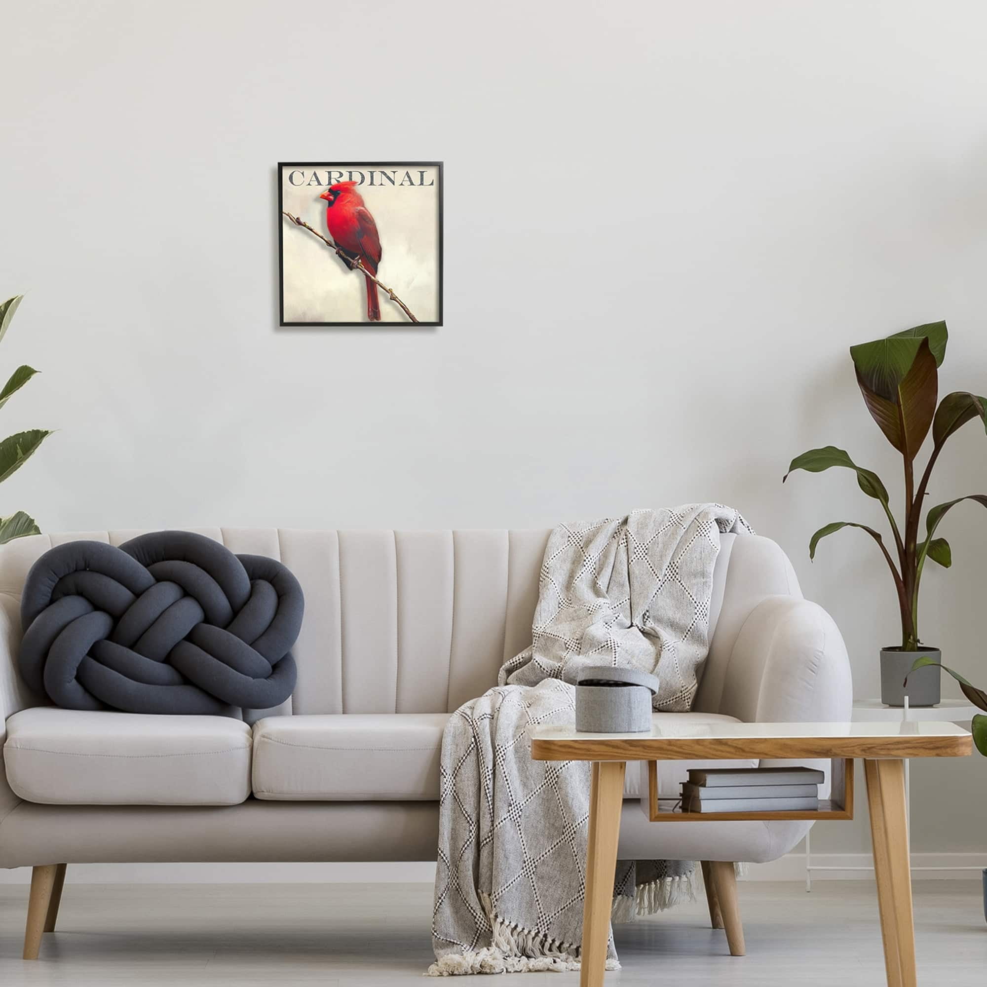 Stupell Industries Bold Red Cardinal Bird Portrait Rustic Text Design Framed Wall Art, 17 x 17, Design by Alpenglow Workshop