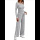 thumbnail image 2 of Conjuntos de Dos Piezas para Mujer, para Estar en Casa, para Otoño, con Suéter de Cuello Henley, Pantalones Anchos y Chándal Gris XL, 2 of 8
