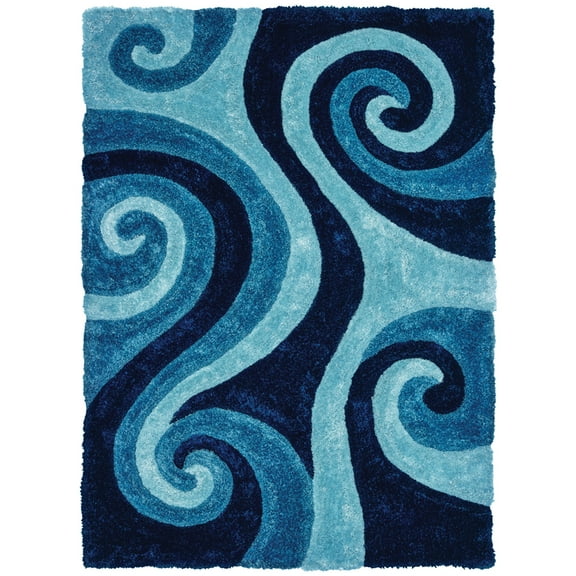 United Weavers Finesse Shag Area Rug 2100 21560 Chimes Blue Whirls Swirls 1' 10" x 3' Rectangle
