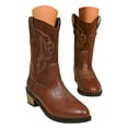 thumbnail image 3 of UngA Womens Cowgirl Boots Western Boots with Embroidered Square Toe Chunky Heel Mid Calf Cowboy Boots Fall Winter Shoes Brown,Size 9, 3 of 7